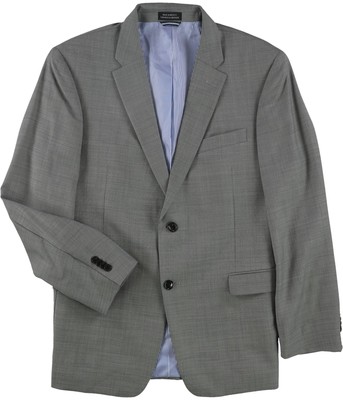Pre-owned Tommy Hilfiger Mens Modern Fit Sportcoat Two Button Blazer Jacket In Gray