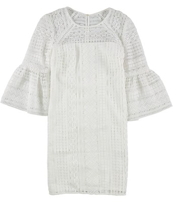 Pre-owned Trina Turk Womens Crochet Shift Dress In White