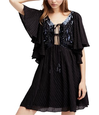 Pre-owned Free People Womens Moonglow A-line Dress, Black, X-small