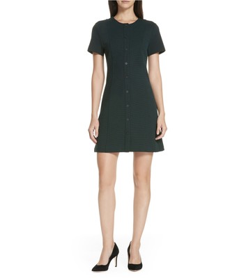 Pre-owned Theory Womens Snap Front Shift Dress In Medgreen