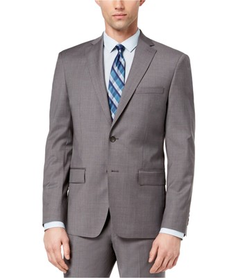 Pre-owned Dkny Mens Stretch Two Button Blazer Jacket In Gray