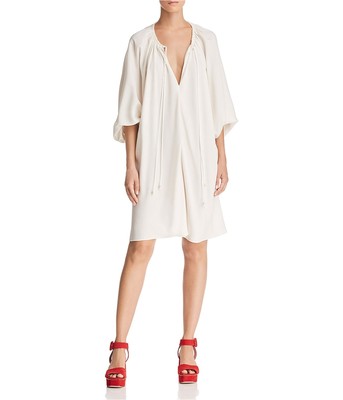 Pre-owned Elizabeth And James Womens Solid Tunic Dress In White