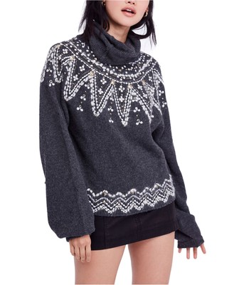 Pre-owned Free People Womens Treasure Pullover Sweater, Grey, X-small In Gray