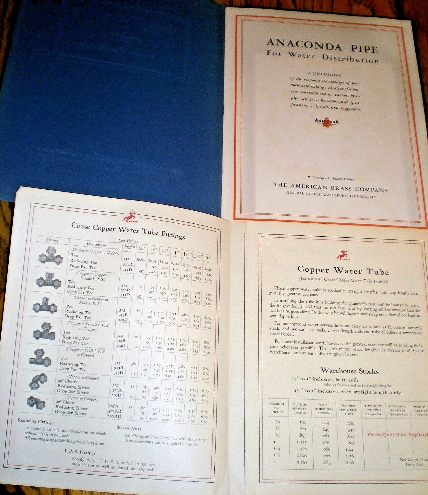 1930 ANACONDA PIPE CATALOG ~ WATER DISTRIBUTION DISCUSSION ~ COPPER & BRASS