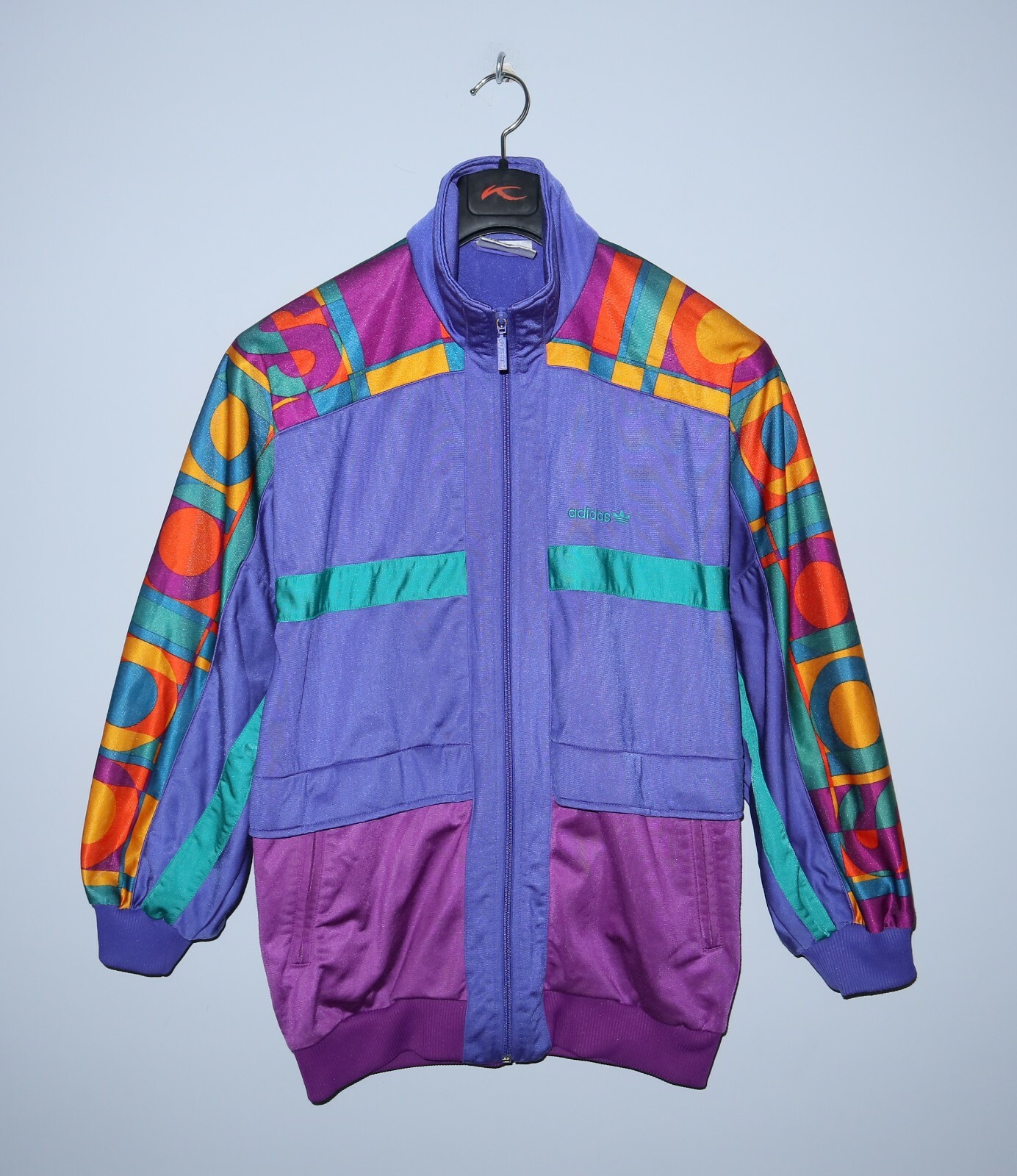 トップス adidas/Pile fabric track jacket/rare Adidas mens vintage 90s Purple Green Nylon Track Tracksuit
