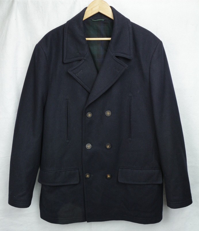 Lauren Ralph Lauren Peacoat Mens XL Navy Blue Wool Blend Double