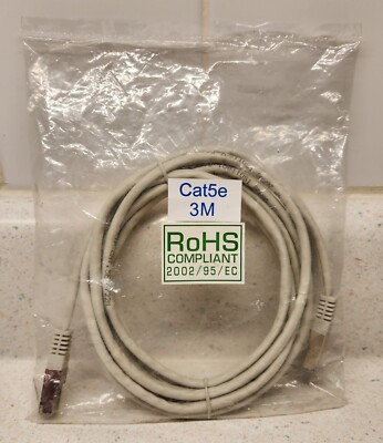 10ft (3M) Cat 5E Ethernet Cable RJ45 X 2 Beige OEM