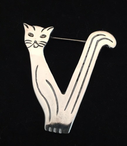 Mexico Sterling Silver Cat Pin Brooch Lot of 3 27.7 g   925 Sterling
