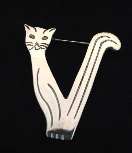 Mexico Sterling Silver Cat Pin Brooch Lot of 3 27.7 g   925 Sterling