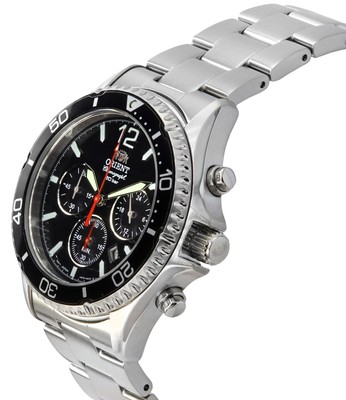 Pre-owned Orient Chronograph Black Dial Solar Diver Analog Ra-tx0202b10b 200m Mens Watch