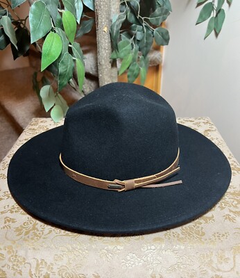 Brixton Field Proper Hat  Black Size Small 7  Adjustable Cowboy Fedora