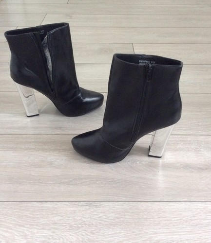 Black ankle boots on sale with silver heel