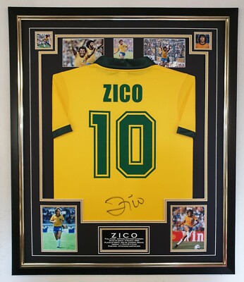【証明書付】直筆サイン入りZico ジーコ 1982年ブラジルレトロシャツ Zico Signed Shirt Autographed Jersey Framed Display | eBay