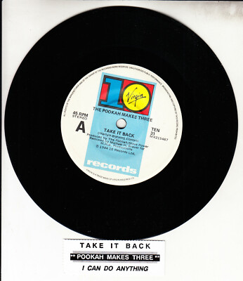 THE POOKAH MAKES THREE Take It Back 7'' 45 record NEW RARE + juke box title strip