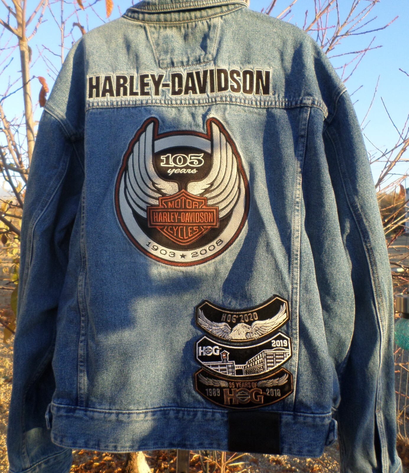 VTG Harley Davidson Denim Jacket 105th Anniversary 1903-2008