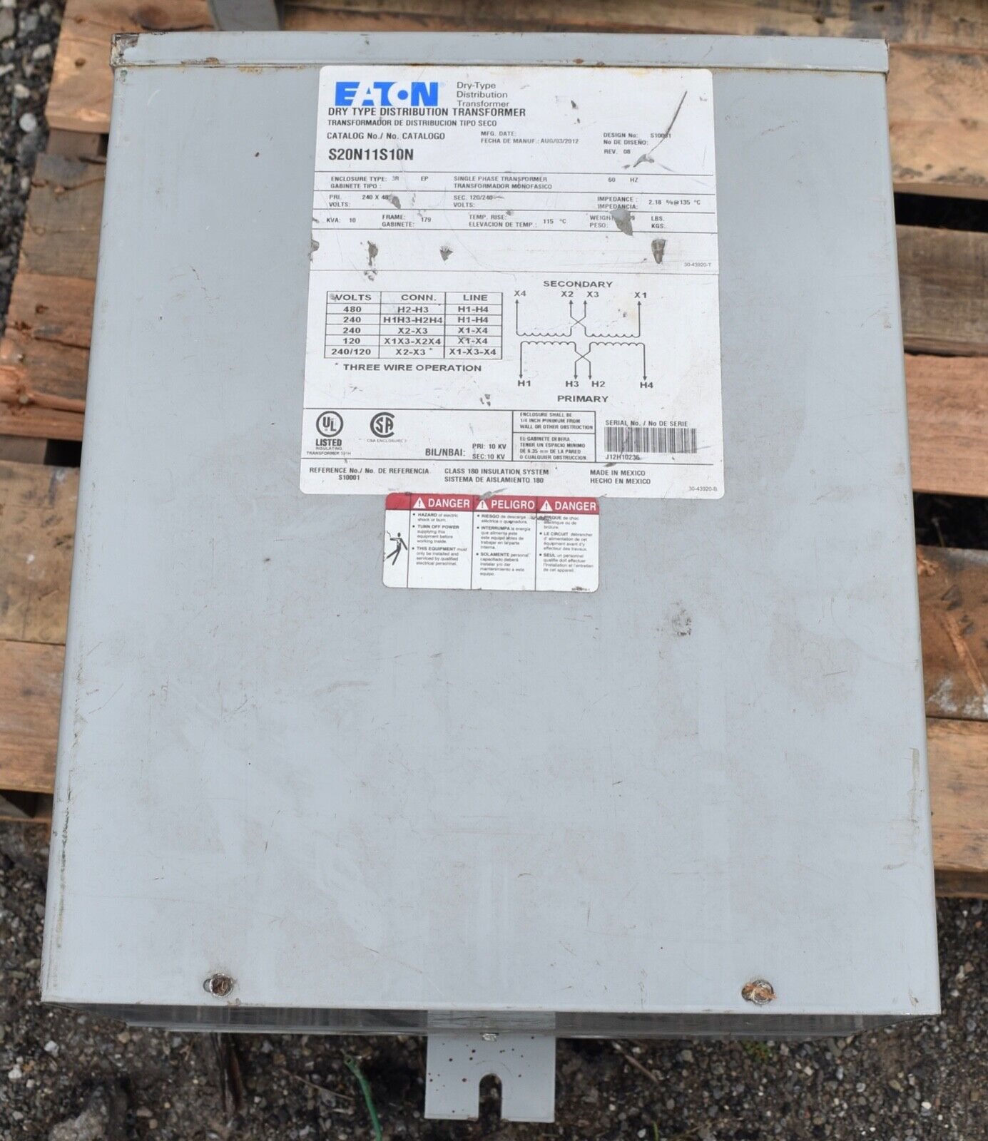 EATON Transformer 10kVA 240/480 TO 120/240 S20N11S10N | eBay