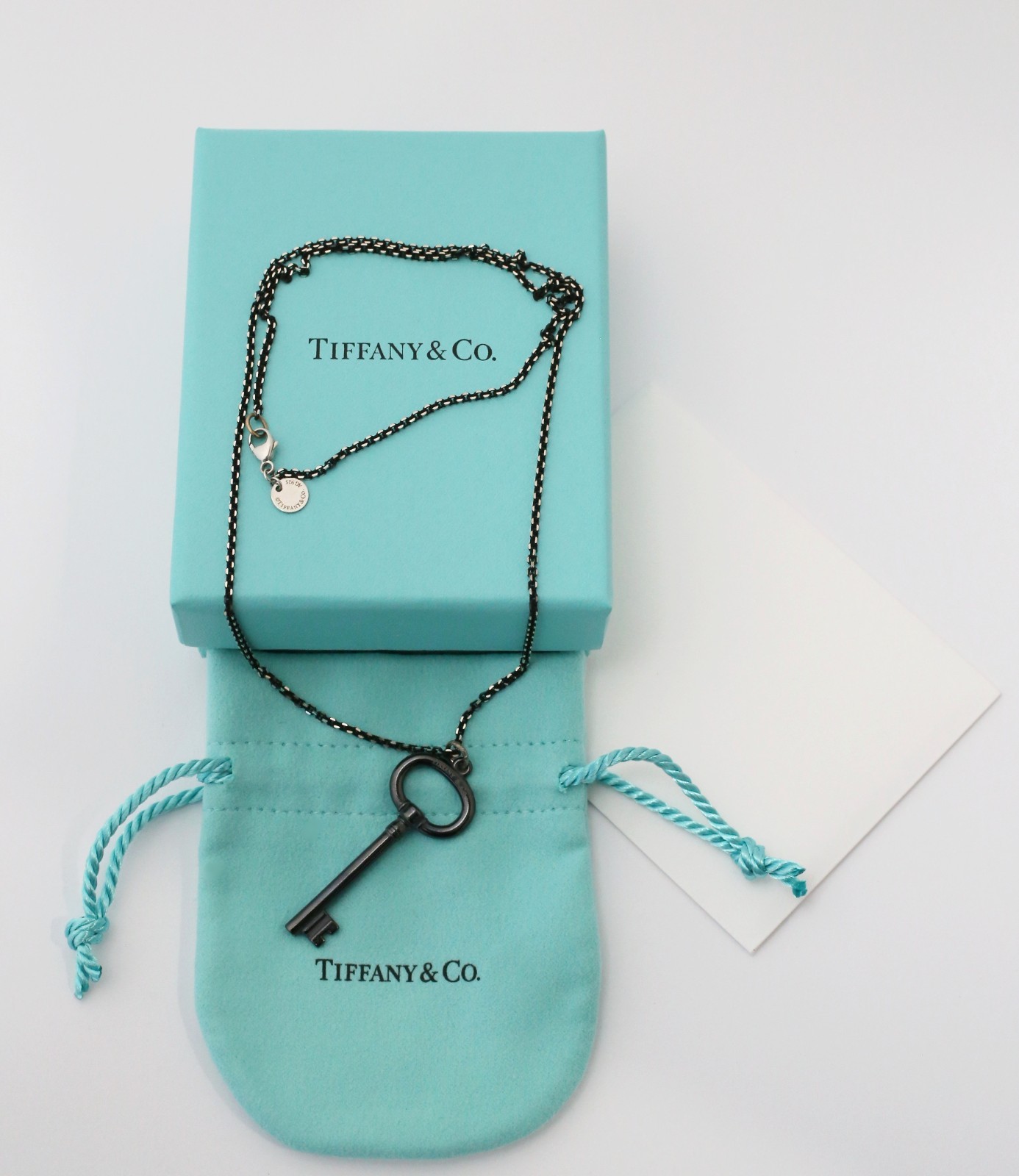 Tiffany & Co Sterling Silver Titanium Key Pendant Necklace