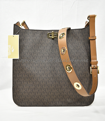 Michael Kors Sullivan Large North South Signature Messenger Crossbody Bag. Brown