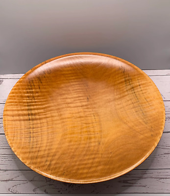 Curly Maple Lathe Turned Wood Bowl Decorative Dish Handcrafted Wooden Platter