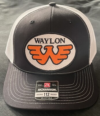 WAYLON JENNINGS Patch on Richardson 112 Trucker Hat Snapback Black/white