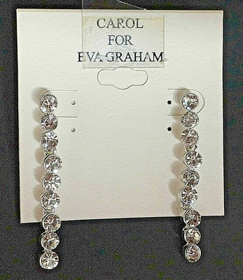 Earrings Women's Post Pierced Crystal Simulated Jewels Carol For Eva Graham NWT