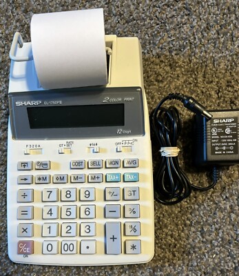 Sharp EL-1750P III Electronic Print Calculator Tested Functioning Starter Roll