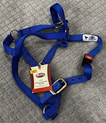 Weaver Leather Blue Basic Non-Adjustable Nylon Horse Halter, 1'' Size: Large New!
