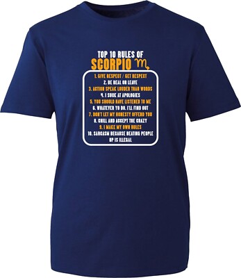 Top 10 Rules Of Scorpio Horoscope Zodiac Sign T-Shirt Birthday Unisex Gift Top