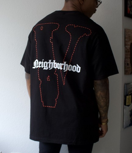 VLONE neighborhood X Red skull t shirt mens black | eBay