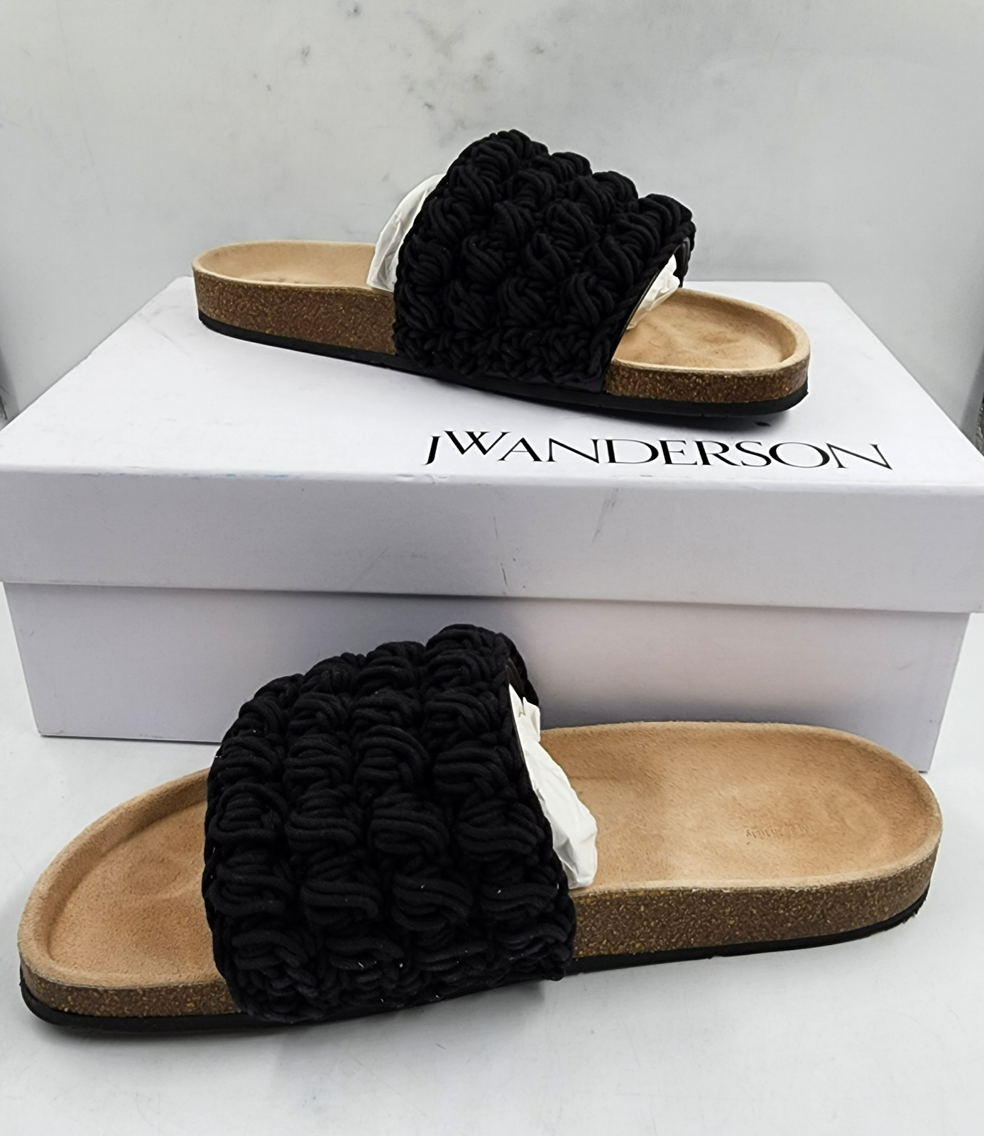 JW Anderson Popcorn Crochet Slip On Slide Sandals Men's 43/10US Black Open Toe - Picture 3 of 19