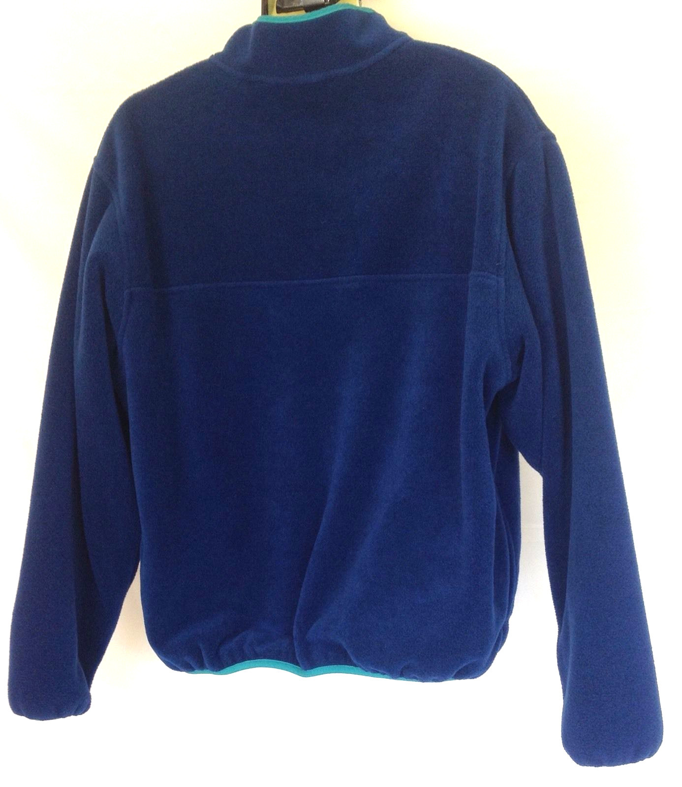 Lands End Men's SZ Large Fleece Jacket Blue 1/4 snap collar Teal Unisex Womens