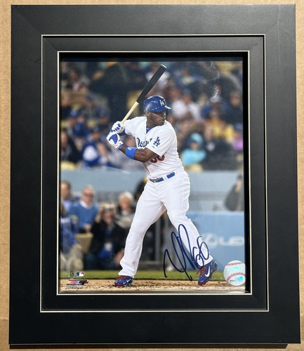 FRAMED Yasiel Puig Signed Photo Dodgers Batting Old Town Frames