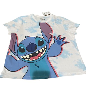 Disney Lilo & Stitch Tie Dye Cloud T-Shirt Blue Women NWT