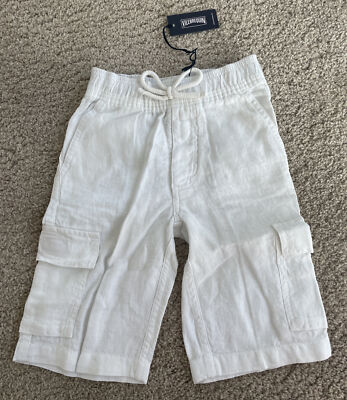 NWT Authentic VILEBREQUIN Cargo Bermuda Shorts - Boys - 2 YEARS - WHITE - LINEN