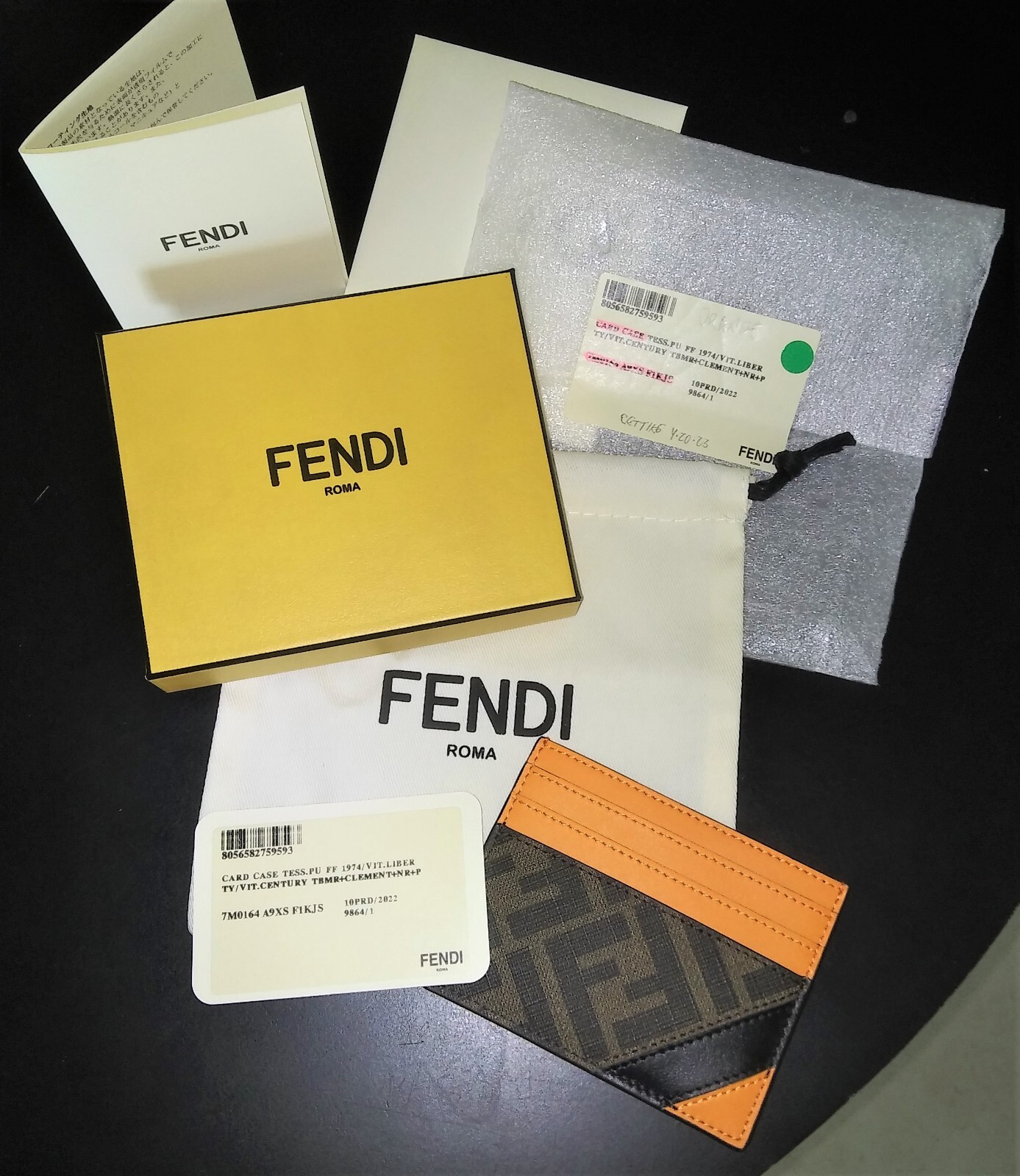 Pre-owned Fendi 'ff Logo Diagonal' Auth Men's Canvas/leather Card Holder Tobacco/org In Brown/orange (f1kjs)