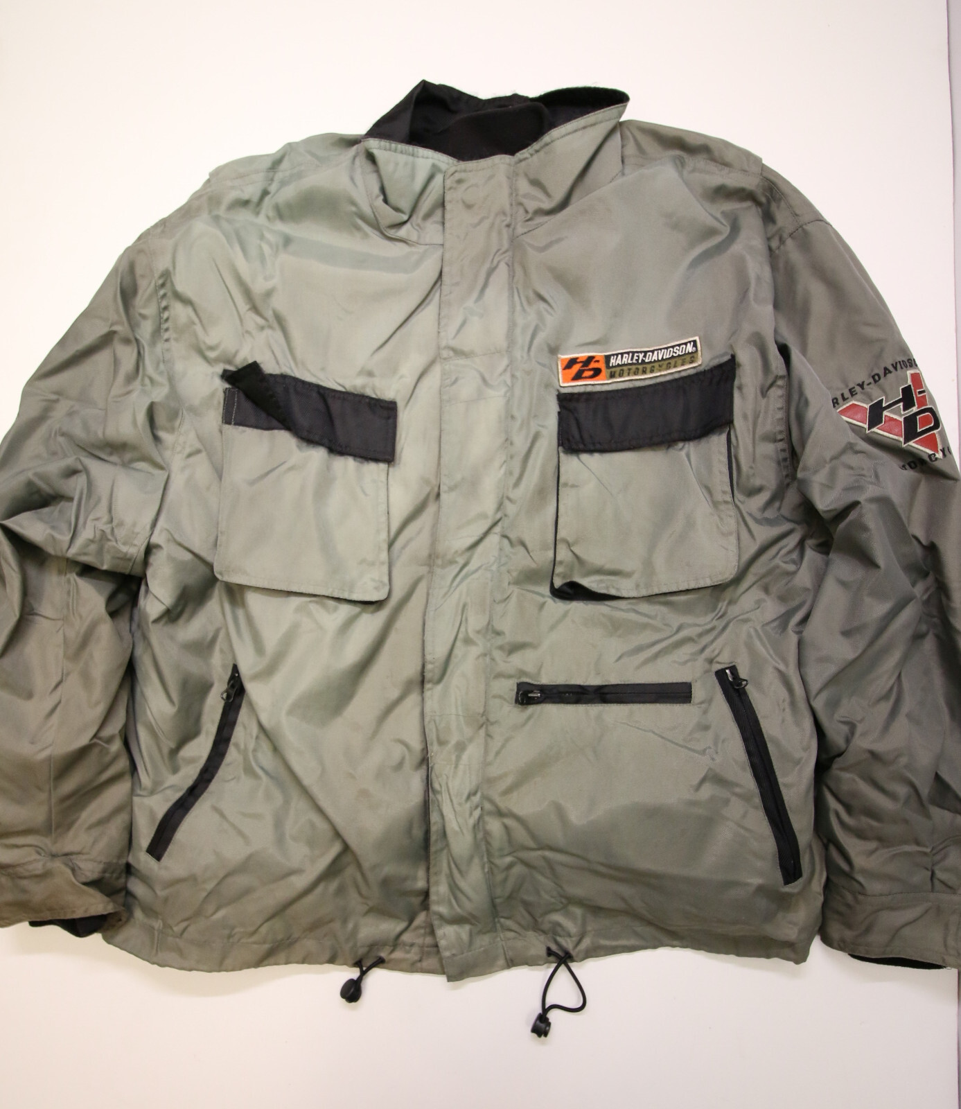 Harley Davidson 2 in 1 Jacket Mens XL Gray Nylon Fleece
