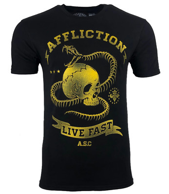 AFFLICTION SNAKE EYES Men's T-shirt BLACK Biker MMA