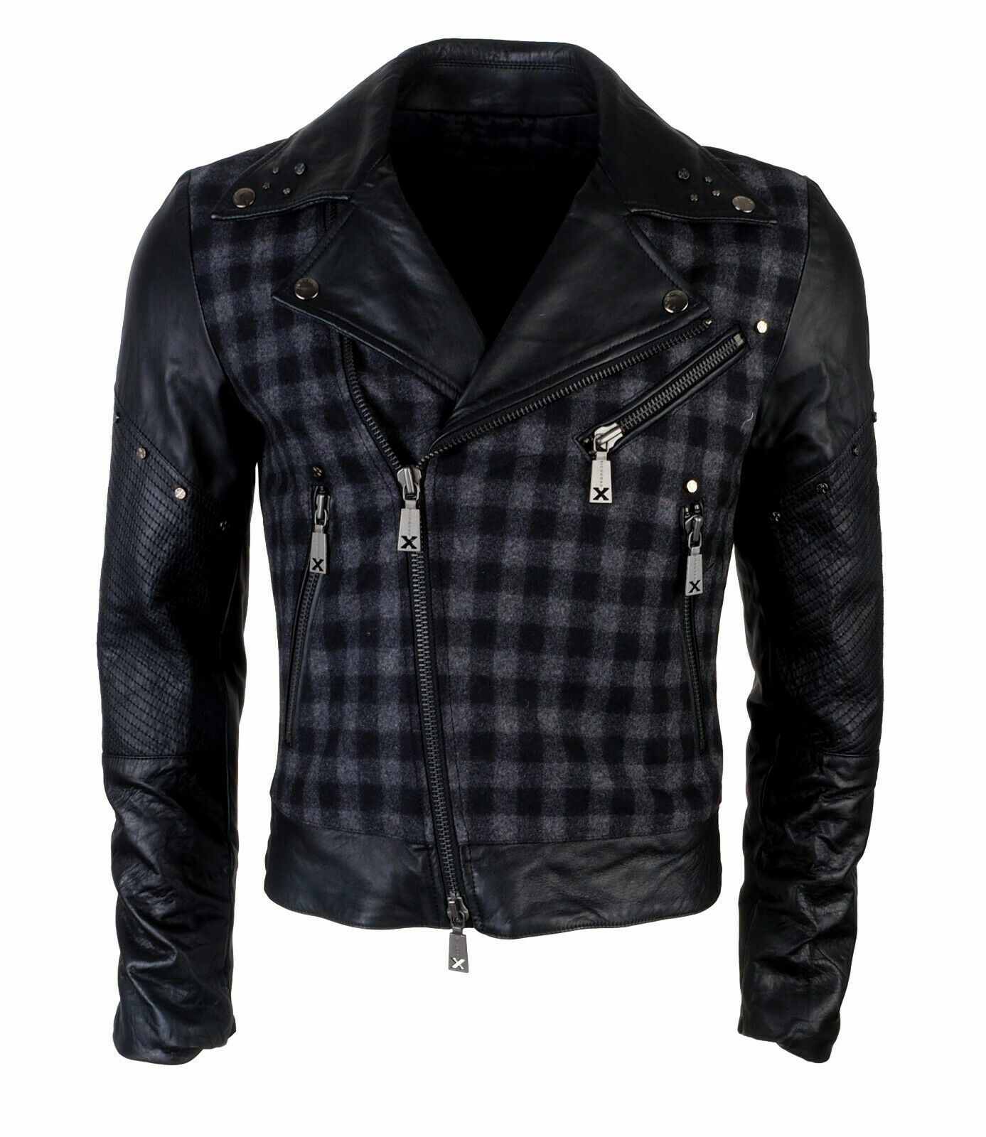 New John RICHMOND X Jacket S 46 Wool Blend Leather Biker
