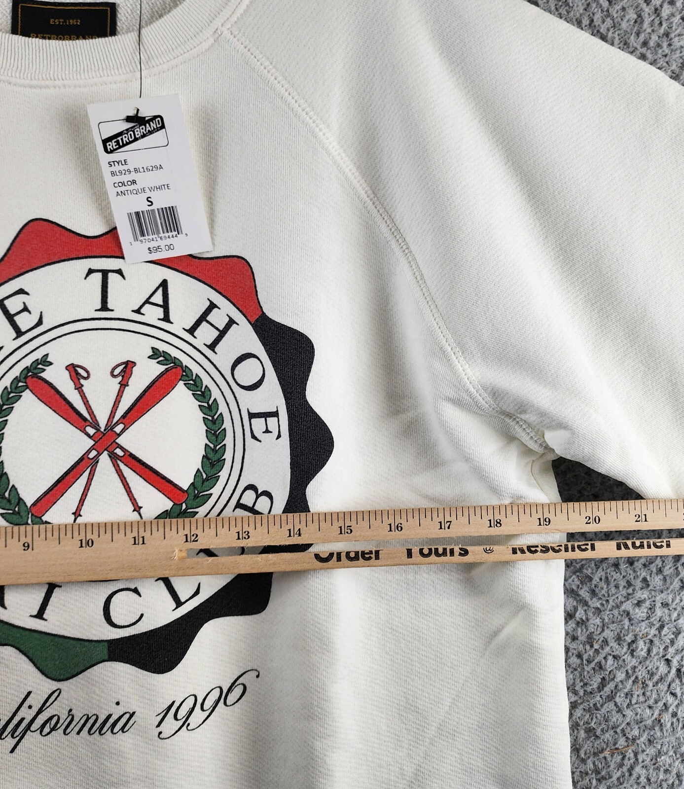 Retro Brand Graphic Sweatshirt Women's S Antique White Crewneck Long Sleeves~ - Picture 9 of 14