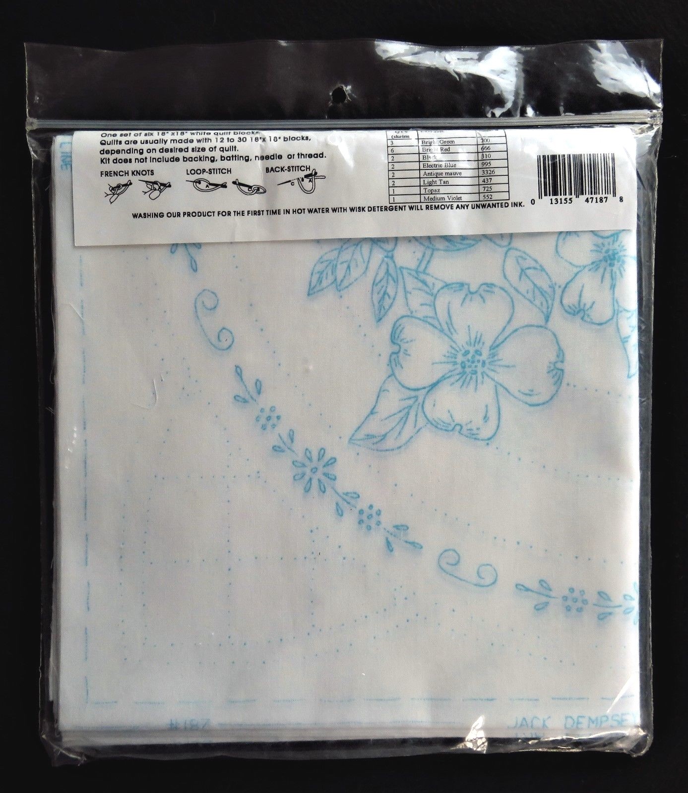 Jack Dempsey White Quilt Blocks Cardinal & Dogwood