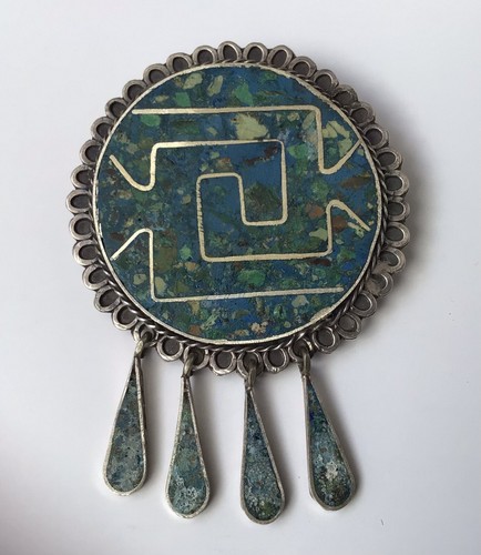アクセサリー antique vintage old silver mexico indian Vintage Taxco Sterling Silver 925 Pin / Pendant Combination