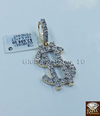 Pre-owned G&d Real 10k Yellow Gold Dollar Sign Money Charm Pendant Real Diamond In G-i