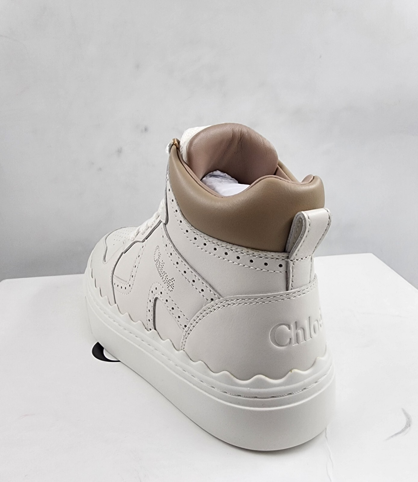 Chloé Lauren High Top Sneakers Women's 35/5 US Light Nude Lace Up Closure - Picture 12 of 17