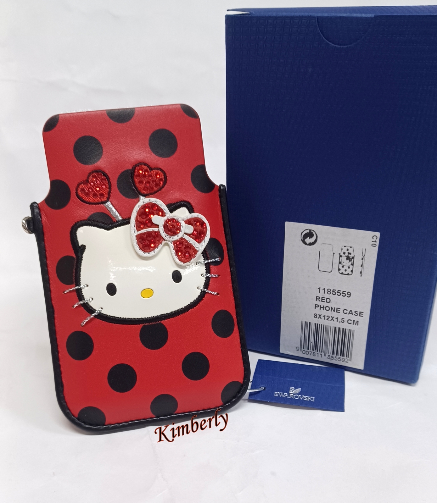 Swarovski Hello Kitty Ladybug Phone Case Dots Red Calfskin