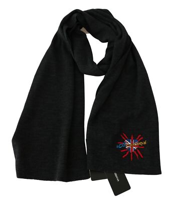 Pre-owned Dolce & Gabbana Scarf Wool Gray Dgloveslondon Wool Wrap 180cm X 27cm Rrp $800