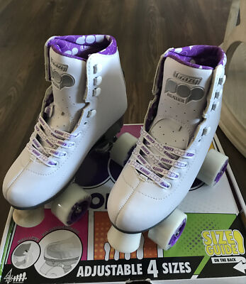 CRAZY Skates Rocket Lila Roller Skates Girl 4 Size Adjustable. Size Small