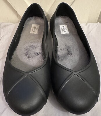 Crocs Womens Black Ballet Slippers Flats Shoes Size 9