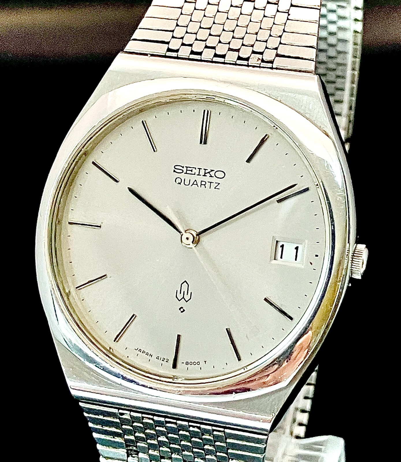 SEIKO WATCH QUARTZ 4122-8000 SILVER GRAY STAINLESS STEEL