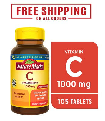 Nature Made Extra Strength Vitamin C 1000 mg Tablets, Dietary Supplement, 105Ct.