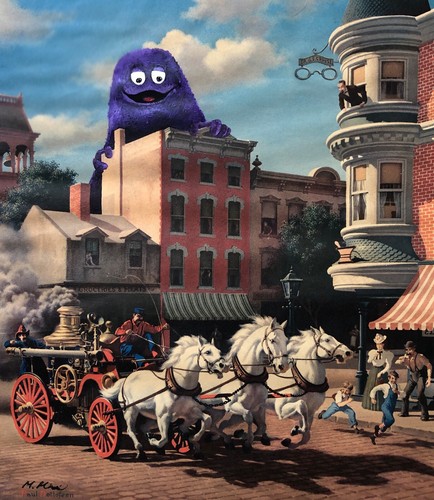 McDonalds Grimace Fast Food Fine Art upcycled thrift store painting